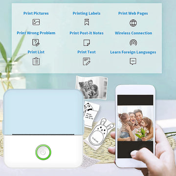 Mini HD Portable Printer Thermal Paper Picture Shipping Label Title Note Wrong Pocket Inkless Printing Office Home Label Maker