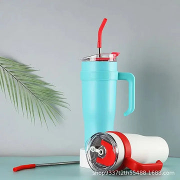 Portable Large Capacity Insulated Thermal Cup Trendy Web Red Giant Without Handle Car Fridge Thermal Cup Straw